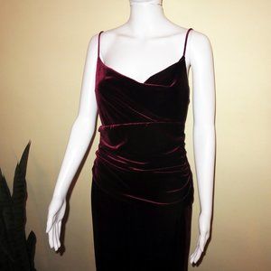 Maroon/Wine Rimini Long Faux Velvet Stretch Gown, Size 8 NWT